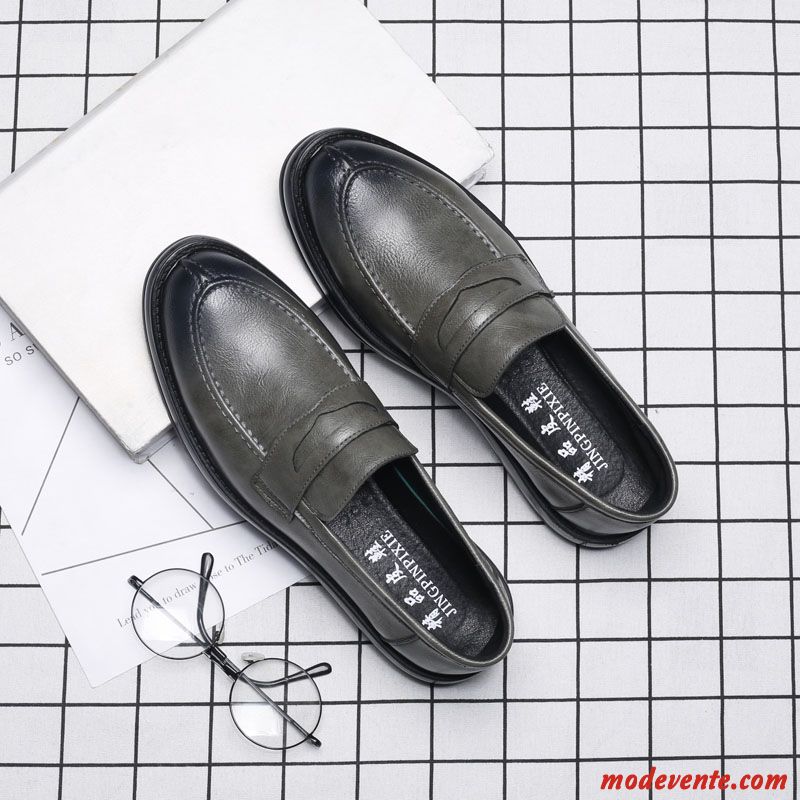 Mocassins Homme Pompon Chaussures En Cuir Angleterre Slip-on Décontractée Printemps Noir