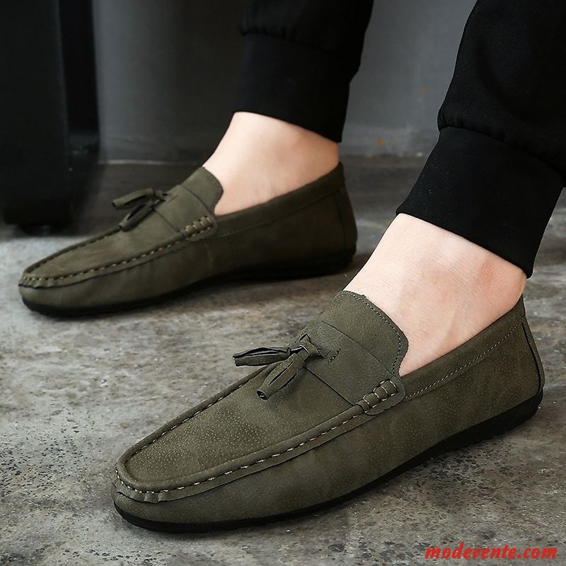 Mocassins Homme Printemps Chaussures En Cuir Décontractée Tous Les Assortis Tendance Flâneurs Gris