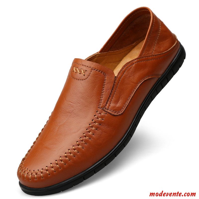 Mocassins Homme Printemps Flâneurs Tendance Chaussures En Cuir Décontractée Slip-on Noir