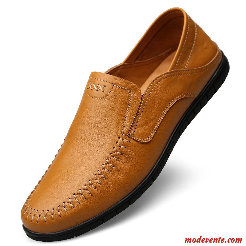 Mocassins Homme Printemps Flâneurs Tendance Chaussures En Cuir Décontractée Slip-on Noir