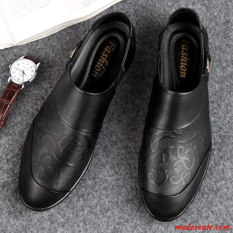 Mocassins Homme Respirant Décontractée Cuir Véritable Été Conduire Chaussures En Cuir Blanc Noir