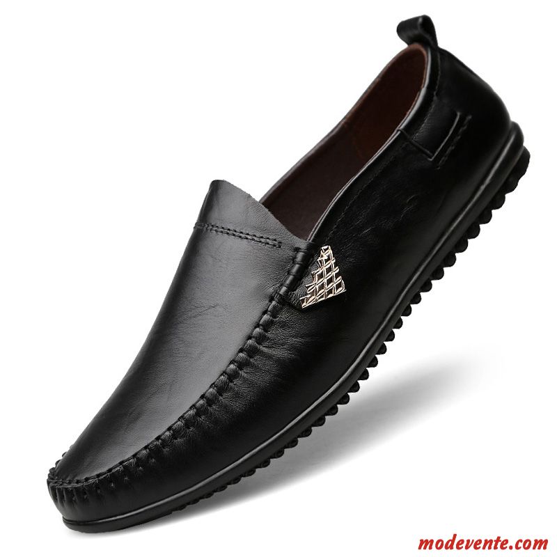 Mocassins Homme Respirant Décontractée Semelle Doux Jeunesse Chaussures En Cuir Cuir Véritable Rouge Brun