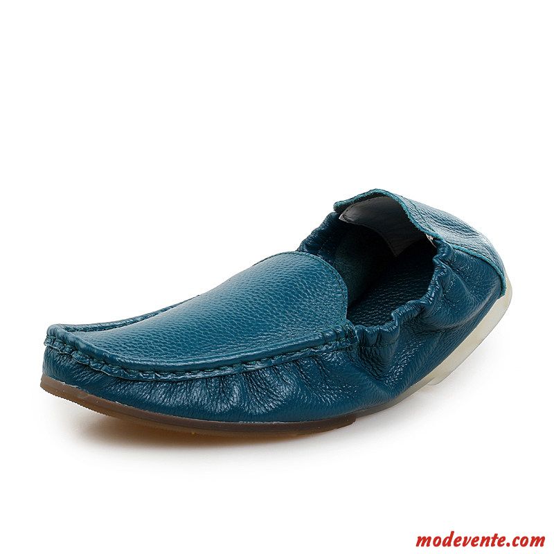 Mocassins Homme Semelle Doux Cuir Cuir Véritable Dessus Cuir Décontractée Chaussures En Cuir Blanc