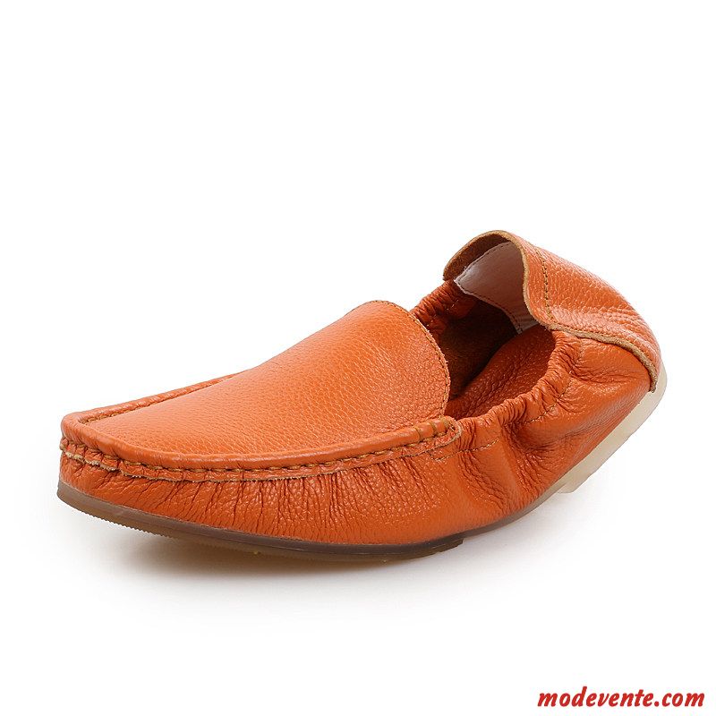 Mocassins Homme Semelle Doux Cuir Cuir Véritable Dessus Cuir Décontractée Chaussures En Cuir Blanc