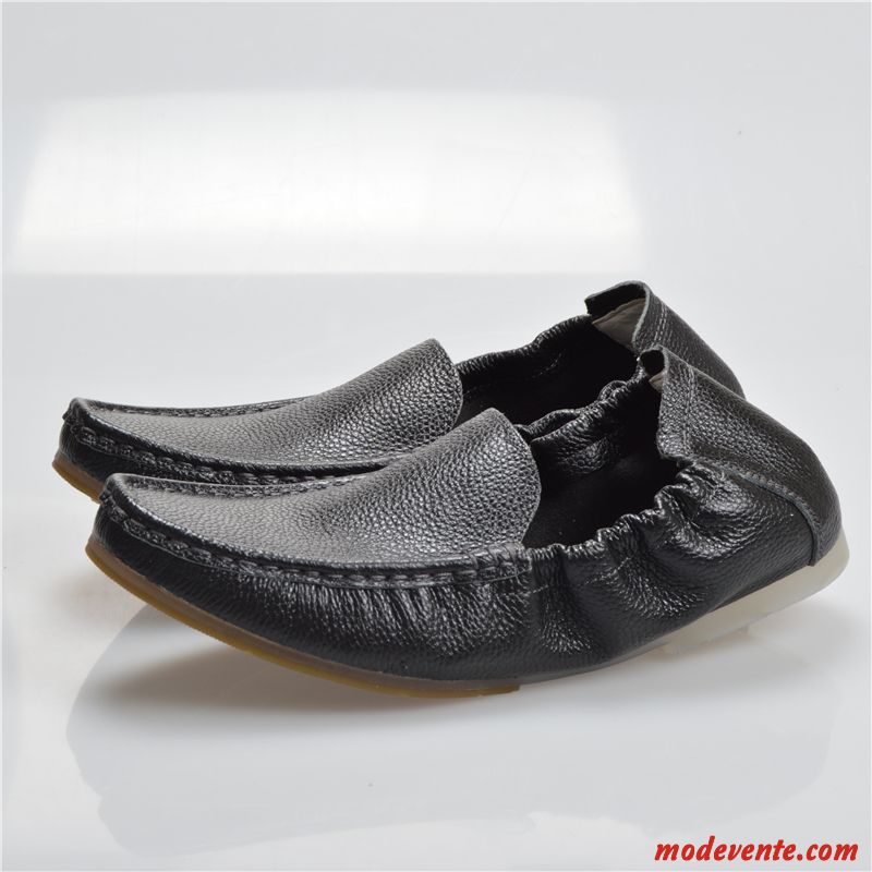 Mocassins Homme Semelle Doux Cuir Cuir Véritable Dessus Cuir Décontractée Chaussures En Cuir Blanc