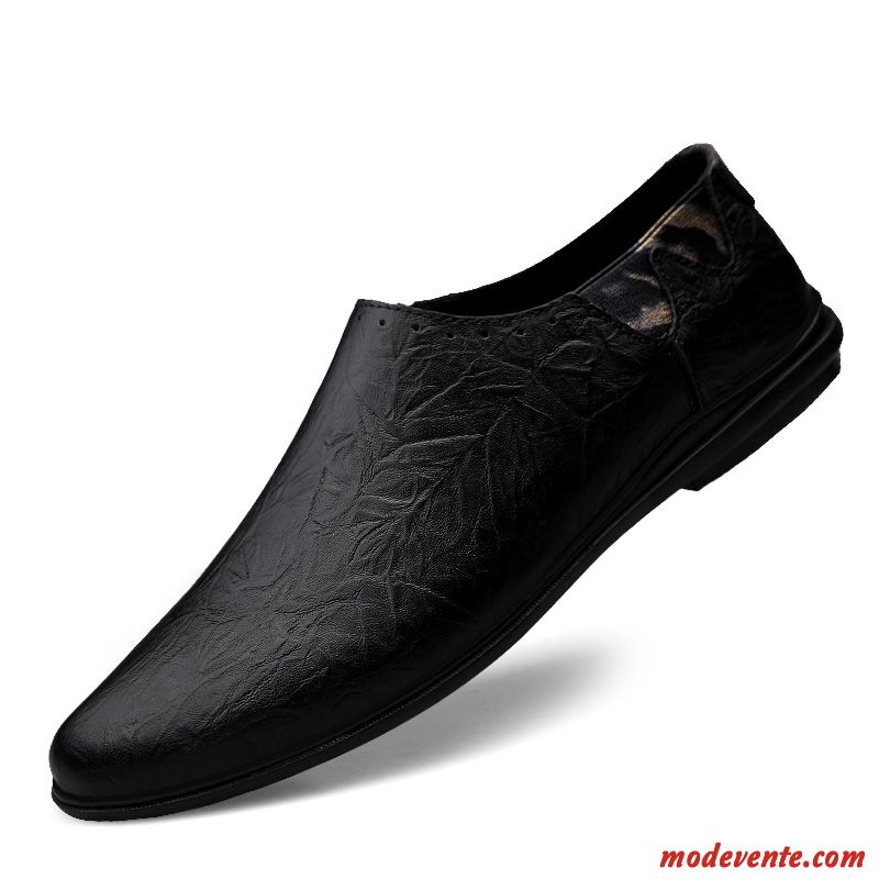 Mocassins Homme Slip-on Chaussures En Cuir Personnalité Tous Les Assortis Printemps Cuir Véritable Rouge