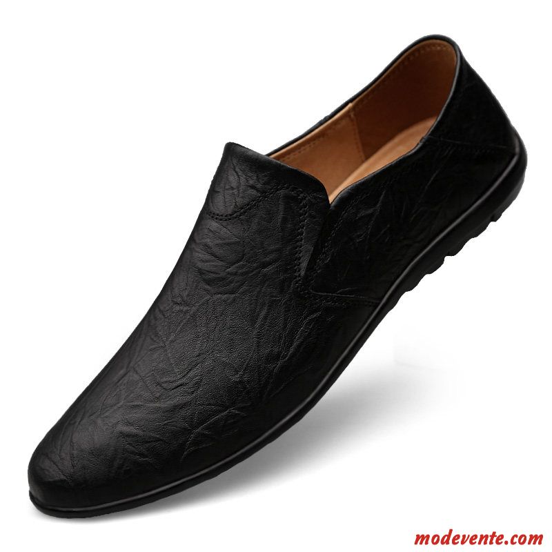 Mocassins Homme Slip-on Chaussures En Cuir Personnalité Tous Les Assortis Printemps Cuir Véritable Rouge