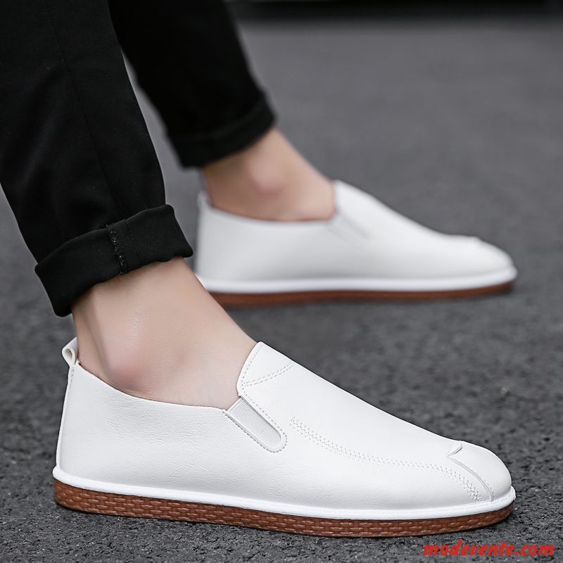 Mocassins Homme Tendance Angleterre Chaussures En Cuir Orange Tous Les Assortis Décontractée