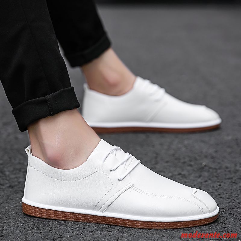 Mocassins Homme Tendance Angleterre Chaussures En Cuir Orange Tous Les Assortis Décontractée