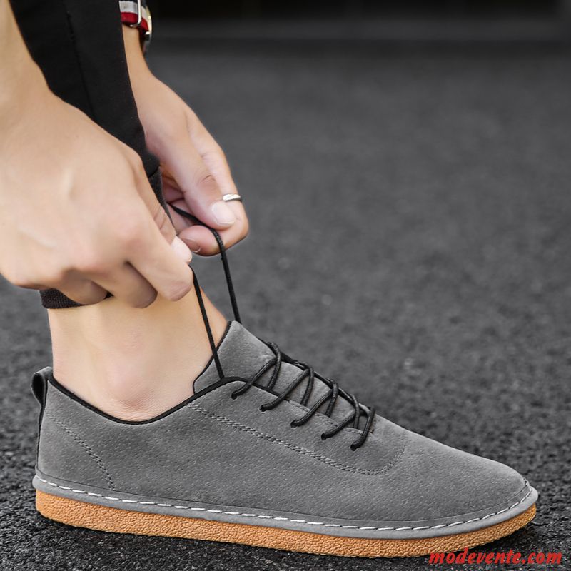 Mocassins Homme Tendance Angleterre Chaussures En Cuir Orange Tous Les Assortis Décontractée