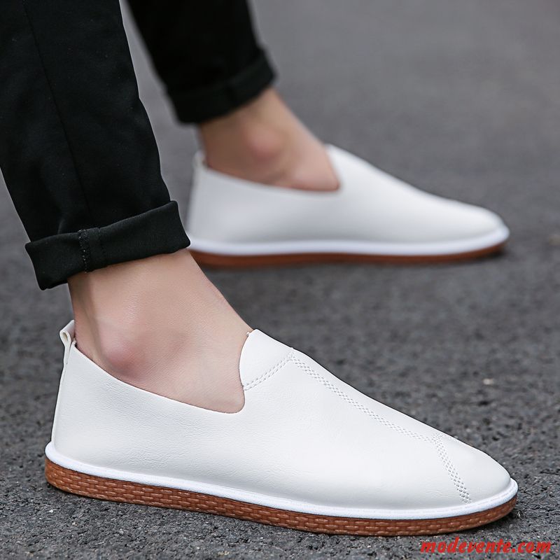 Mocassins Homme Tendance Angleterre Chaussures En Cuir Orange Tous Les Assortis Décontractée