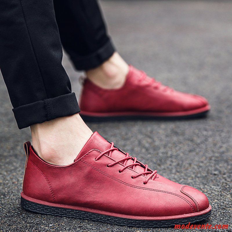 Mocassins Homme Tendance Angleterre Chaussures En Cuir Orange Tous Les Assortis Décontractée