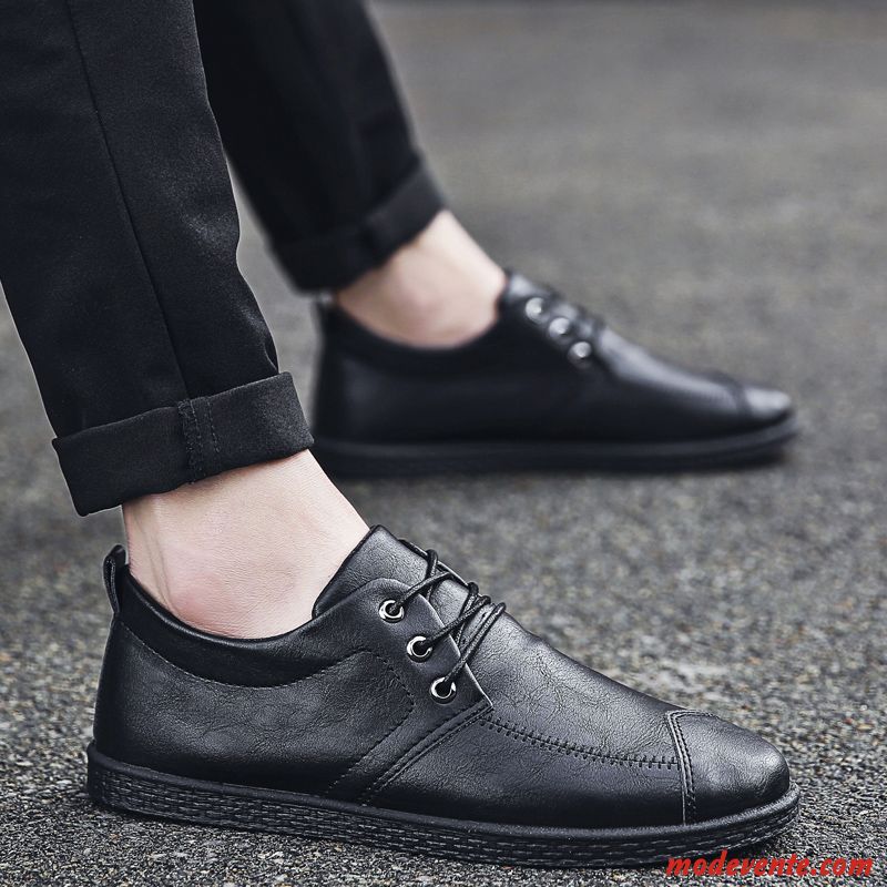 Mocassins Homme Tendance Angleterre Chaussures En Cuir Orange Tous Les Assortis Décontractée