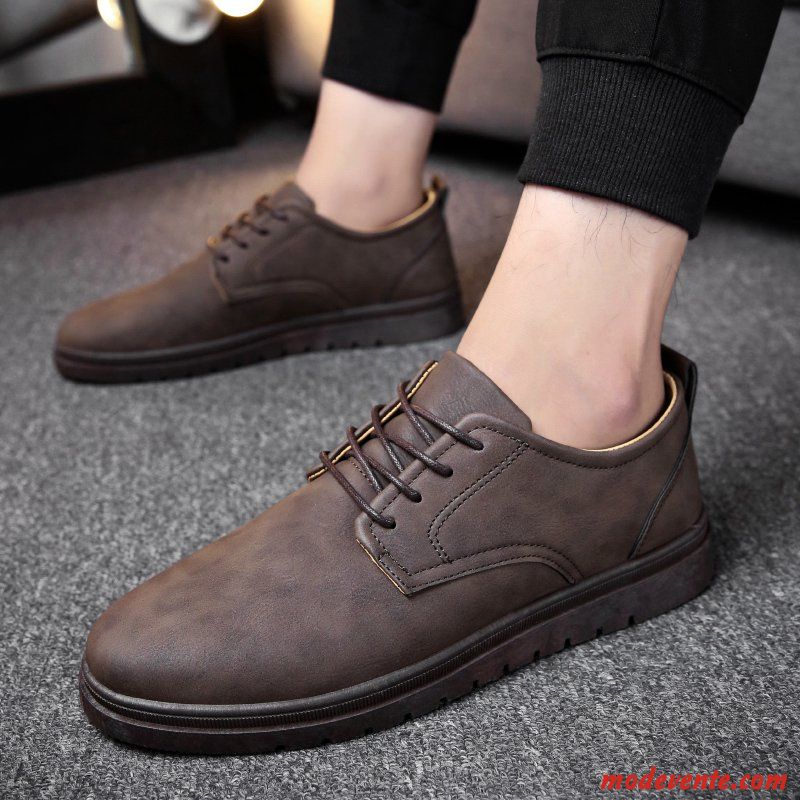 Mocassins Homme Tendance Angleterre Chaussures En Cuir Orange Tous Les Assortis Décontractée