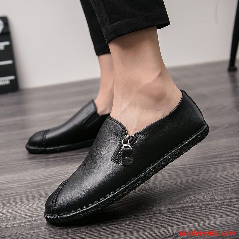 Mocassins Homme Tendance Décontractée Flâneurs Printemps Chaussures En Cuir Chaussures De Conduite Brun