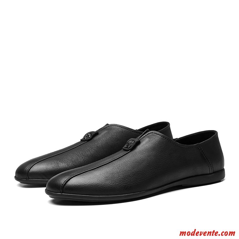 Mocassins Homme Tendance Décontractée L'automne Jeunesse Dessus Cuir Personnalité Noir