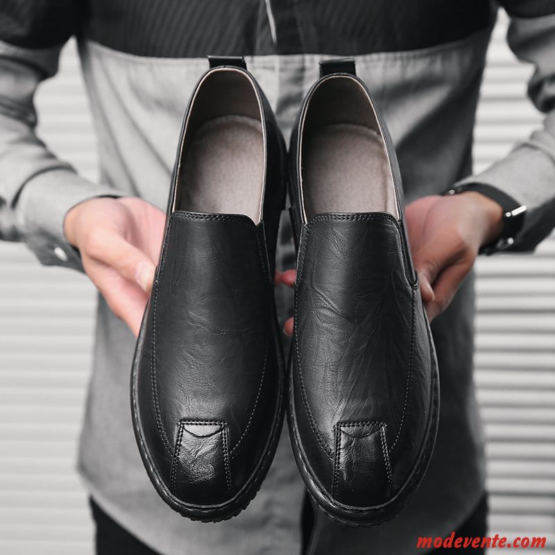 Mocassins Homme Tendance Décontractée L'automne Slip-on Chaussures En Cuir Gris