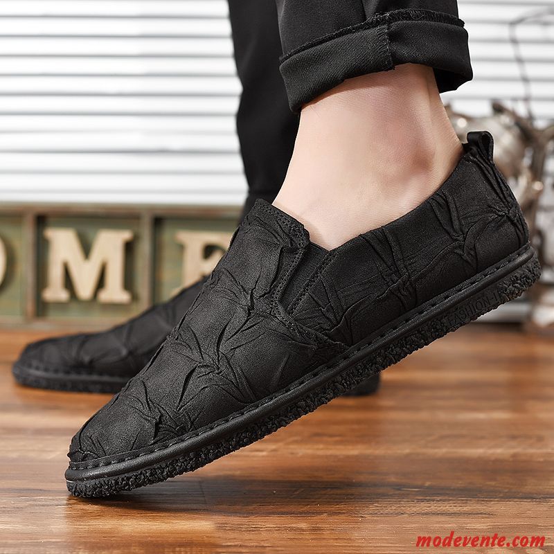 Mocassins Homme Tendance Décontractée Personnalité Slip-on Été Flâneurs Noir