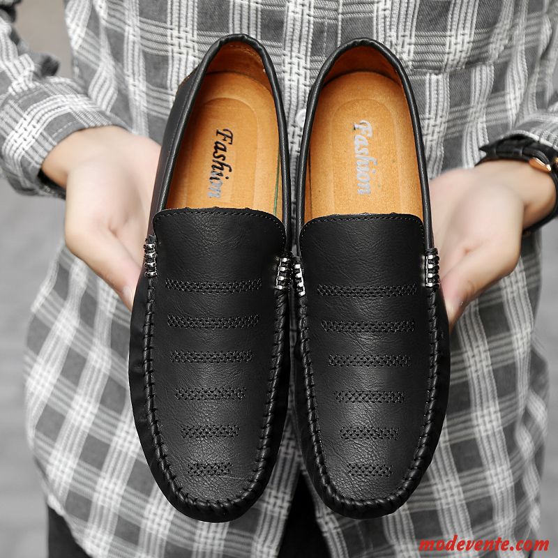 Mocassins Homme Tendance Personnalité Lumière Tous Les Assortis Antidérapant Slip-on Noir