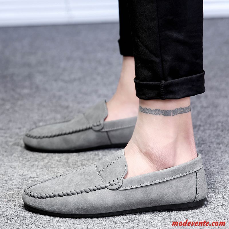 Mocassins Homme Tendance Printemps Chaussures En Cuir Angleterre Décontractée Slip-on Rouge