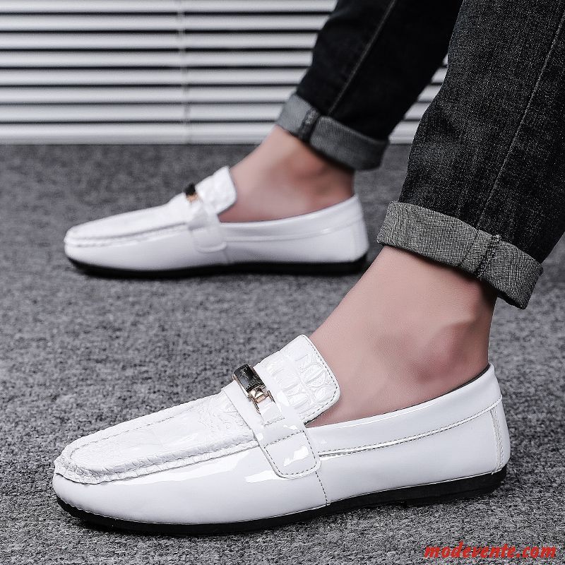 Mocassins Homme Tendance Printemps Chaussures En Cuir Angleterre Décontractée Slip-on Rouge