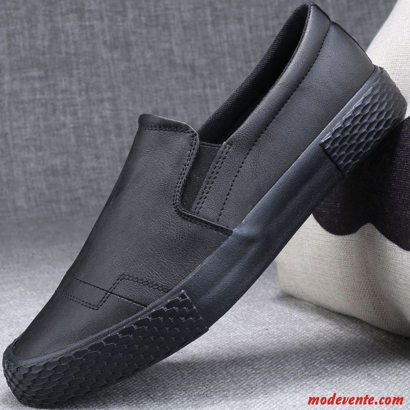 Mocassins Homme Tendance Printemps Décontractée Slip-on Chaussures En Cuir Flâneurs Noir