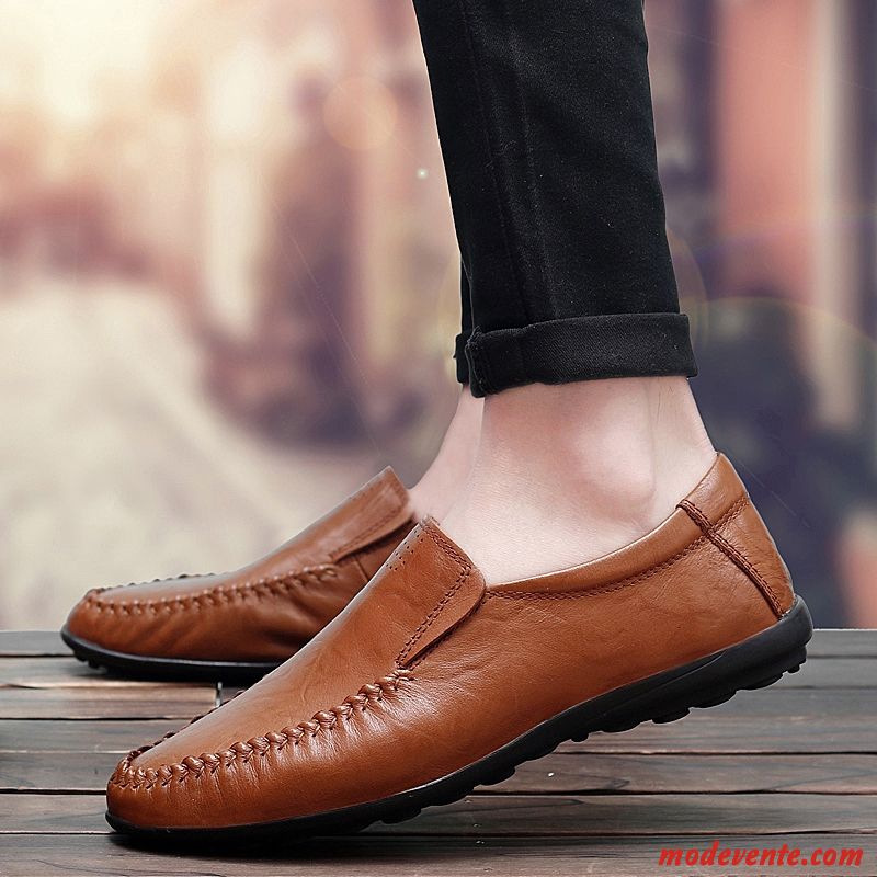 Mocassins Homme Tous Les Assortis Angleterre Décontractée Cuir Véritable Chaussures En Cuir Chaussures De Conduite Bleu Marin