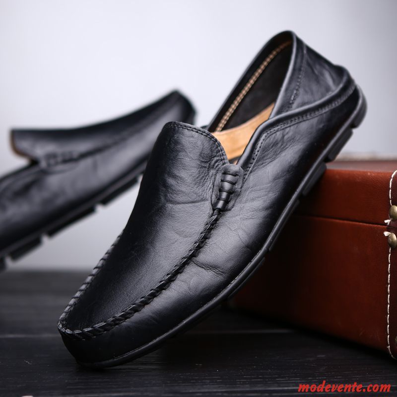 Mocassins Homme Tous Les Assortis Angleterre Décontractée Cuir Véritable Chaussures En Cuir Chaussures De Conduite Bleu Marin