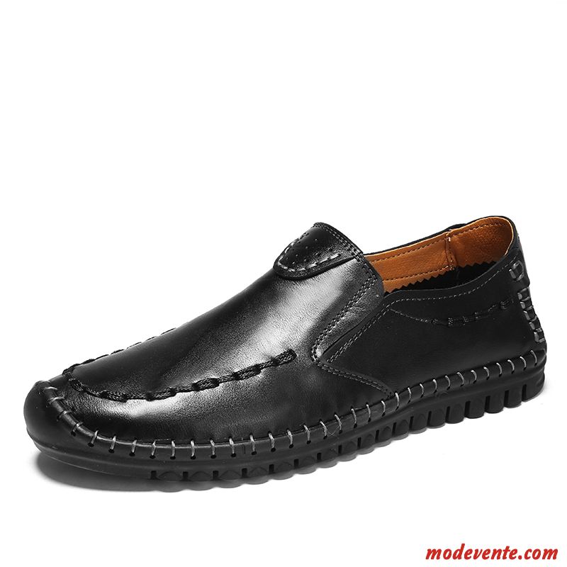 Mocassins Homme Été Angleterre Décontractée Semelle Doux Chaussures En Cuir Tous Les Assortis Marron