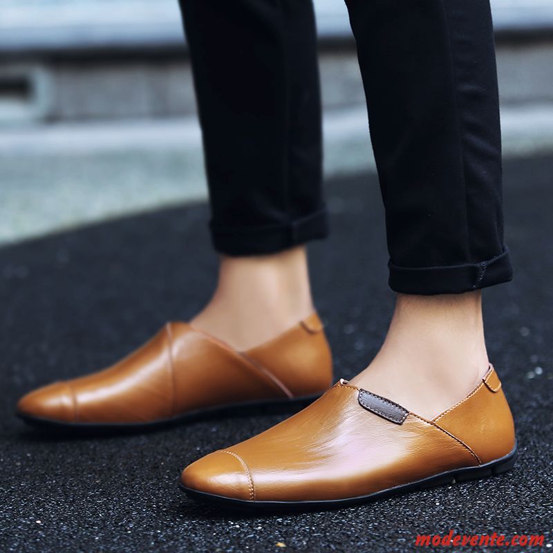 Mocassins Homme Été Grande Taille Semelle Doux Cuir Conduire Chaussures En Cuir Bleu