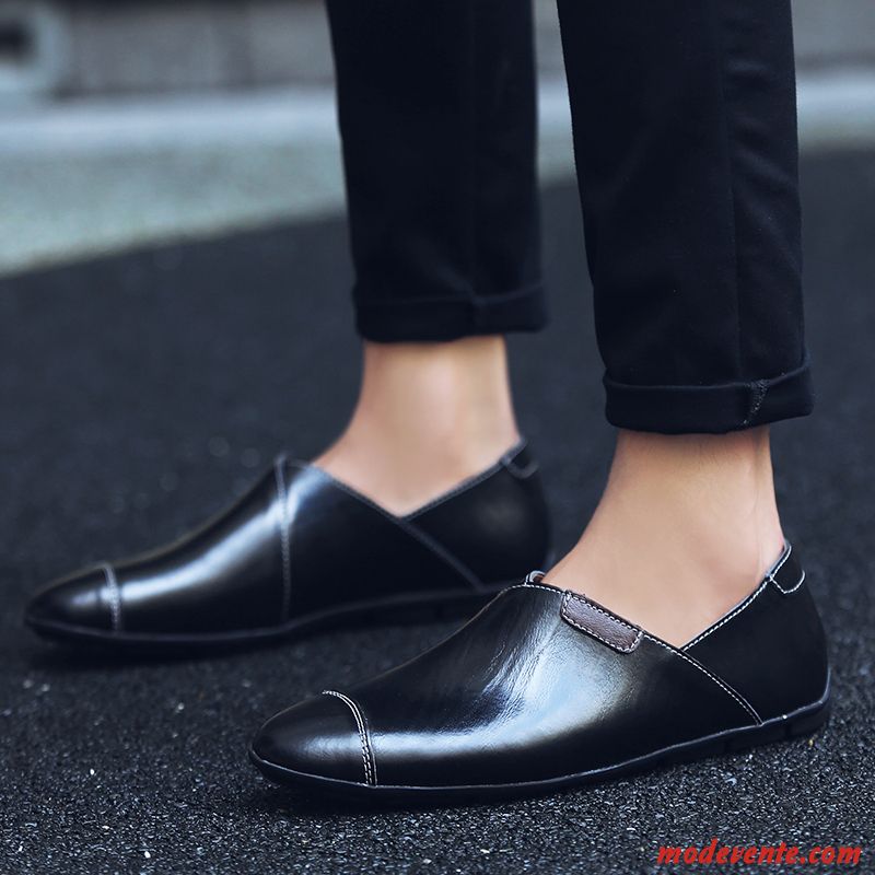 Mocassins Homme Été Grande Taille Semelle Doux Cuir Conduire Chaussures En Cuir Bleu