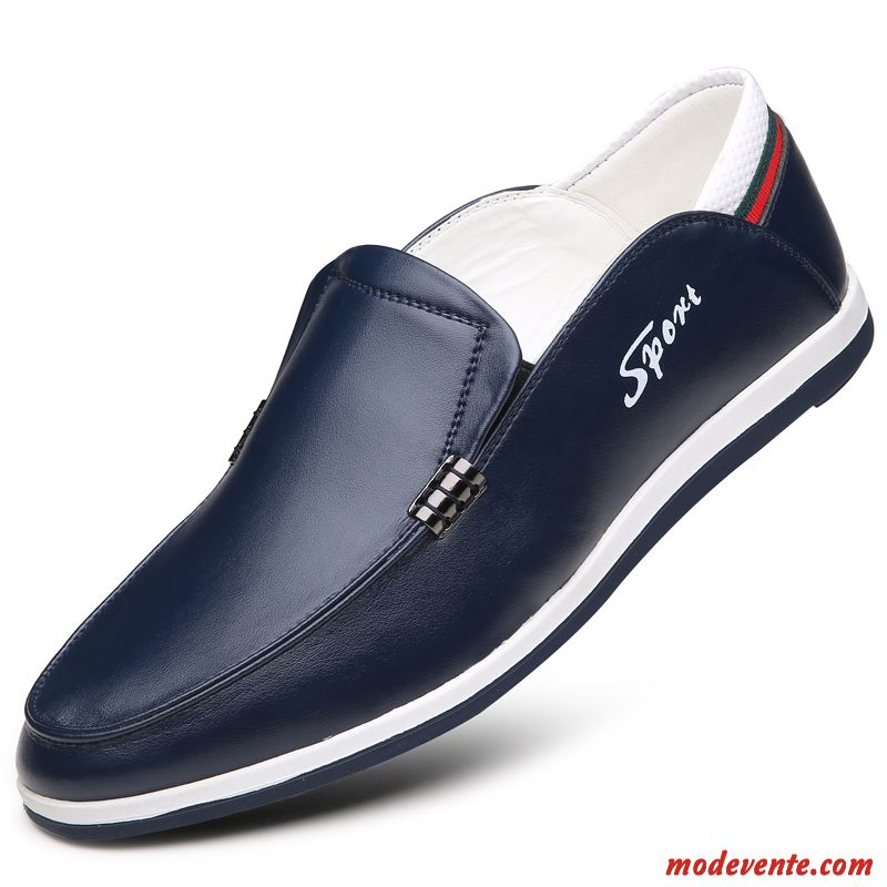 Mocassins Homme Été Tendance Tous Les Assortis Creux Guipure Flâneurs Chaussures En Cuir Noir