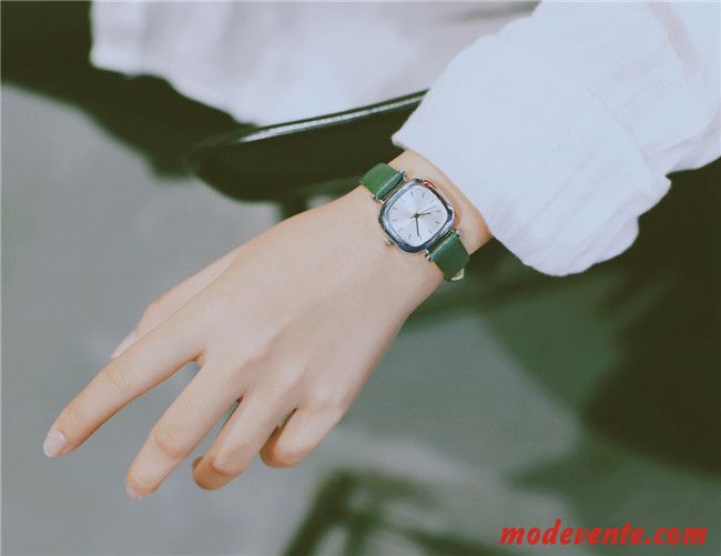 Montre Femme All-match Loisir Tendance Simple Frais Montre À Bracelet Vert