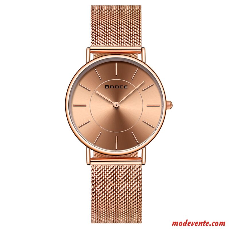 Montre Femme Atmosphère Simple Mode Montre À Bracelet Très Mince Étanche Or