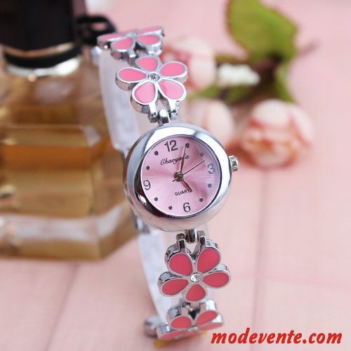 Montre Femme Charmant Petit Montre À Bracelet Fleur Étanche Tendance Violet