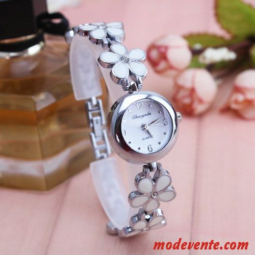 Montre Femme Charmant Petit Montre À Bracelet Fleur Étanche Tendance Violet