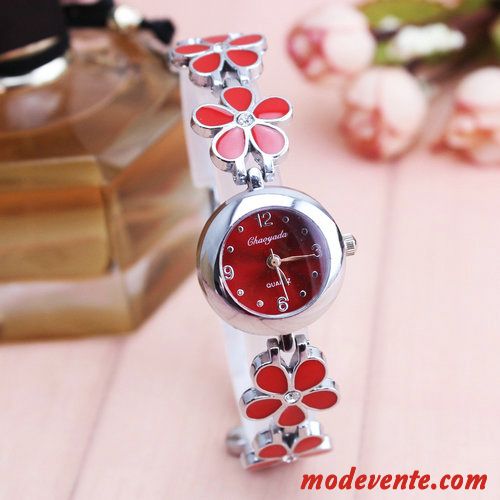 Montre Femme Charmant Petit Montre À Bracelet Fleur Étanche Tendance Violet