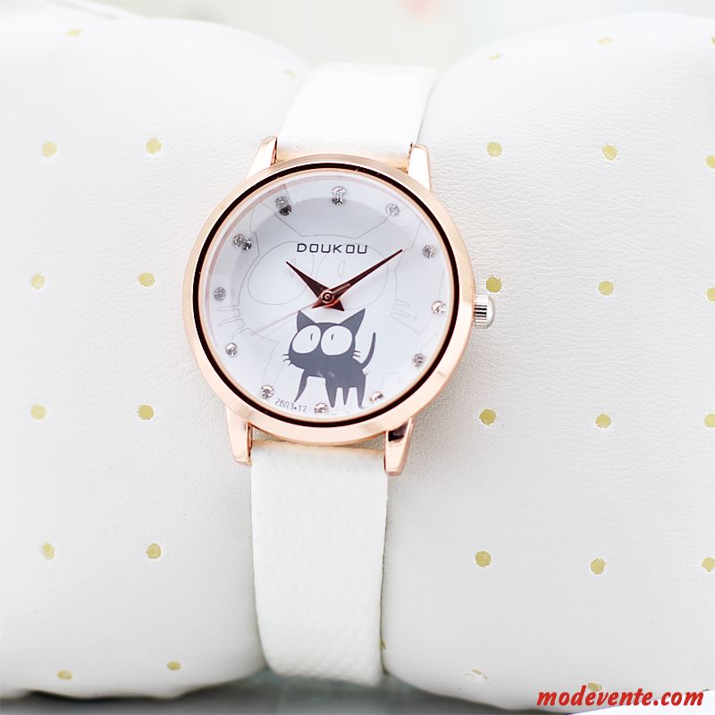 Montre Femme Chat Étudiant Mode Charmant All-match Ceinture Noir