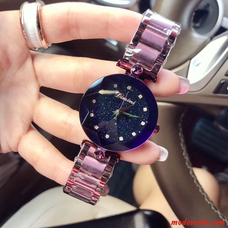 Montre Femme Ciel Étoilé Tendance Pierres De Strass Étanche Montre À Quartz Le Nouveau Rose