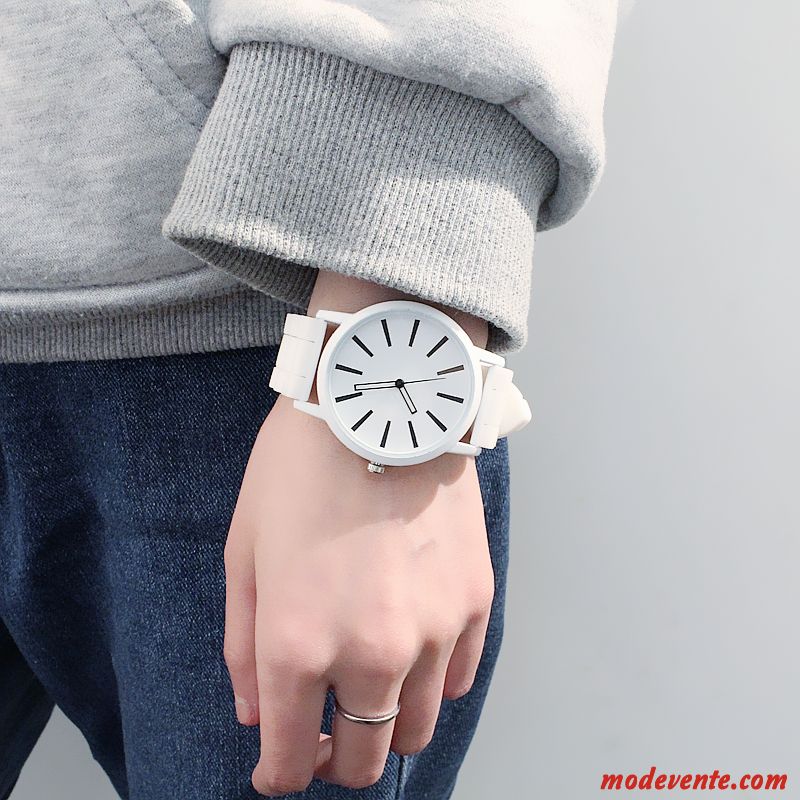 Montre Femme Filles Simple Amoureux Étudiant Mode Homme Blanc