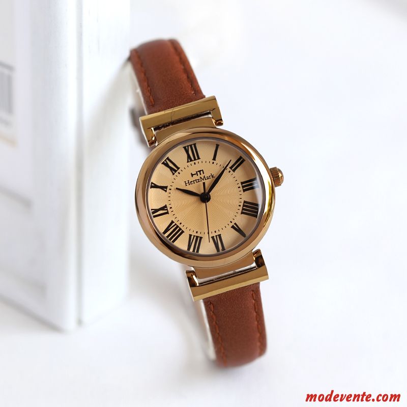 Montre Femme Frais Étudiant Petit Rétro Montre À Bracelet Authentique Noir