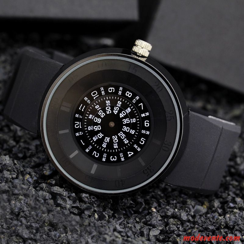 Montre Femme Homme Milieu Montre À Bracelet Loisir Noir