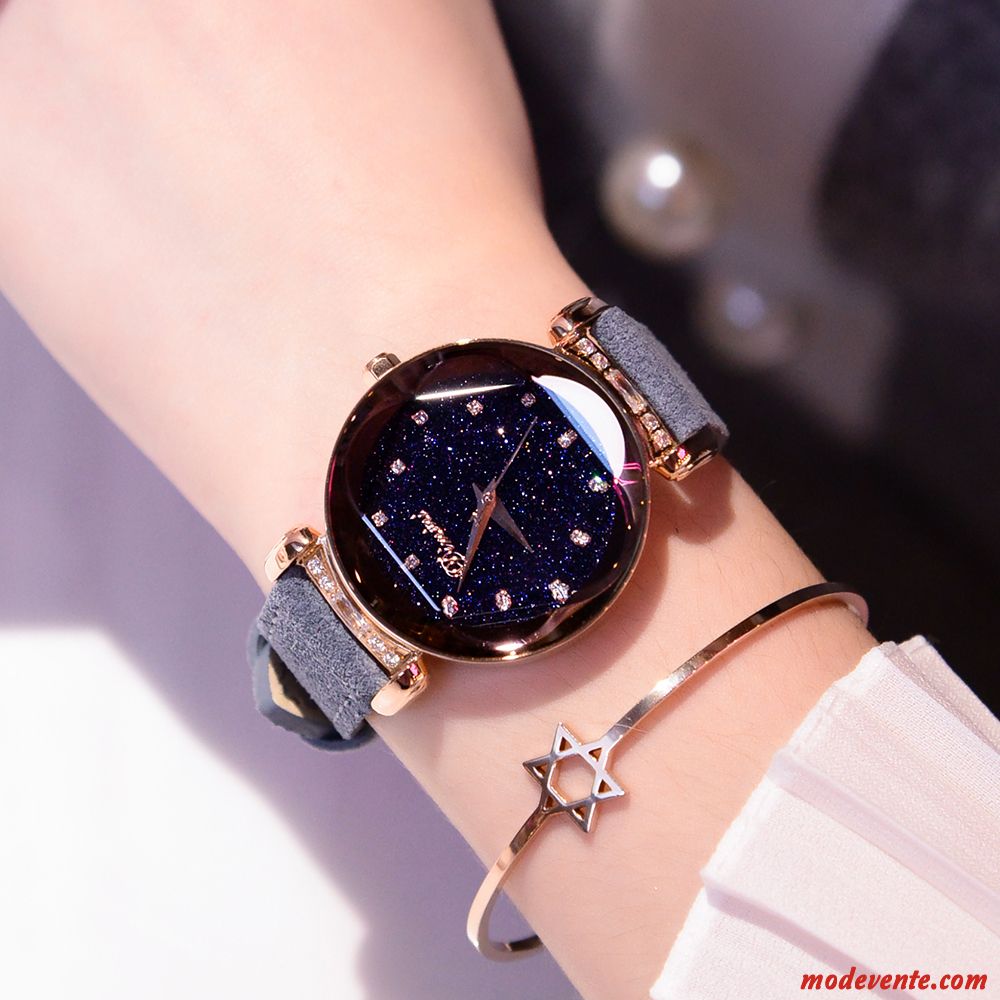 Montre Femme Loisir Montre À Bracelet Mode Montre À Quartz Ciel Étoilé Le Nouveau Noir