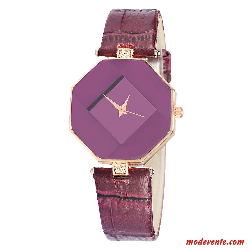 Montre Femme Loisir Montre À Quartz Tendance Étudiant Montre À Bracelet Ceinture Noir