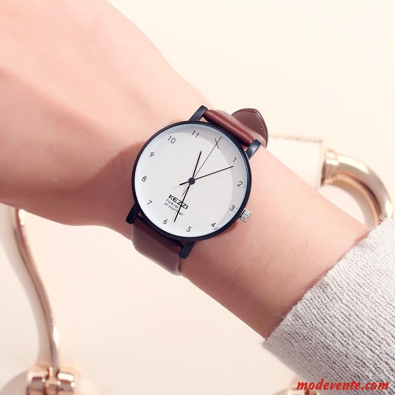 Montre Femme Loisir Étudiant Étanche Milieu Frais Montre À Bracelet Noir Violet