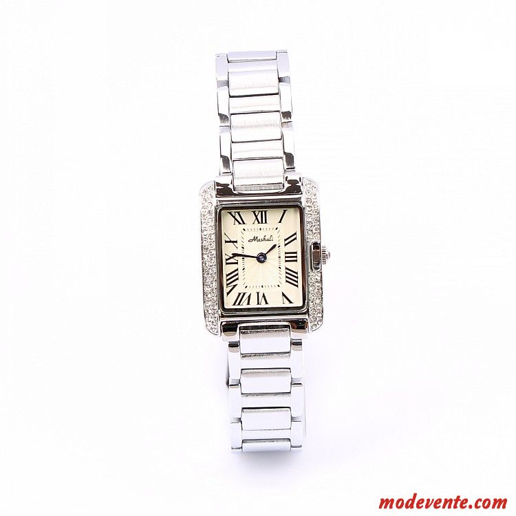 Montre Femme Montre À Bracelet Carré Watchband Rétro Mode Petit Argent