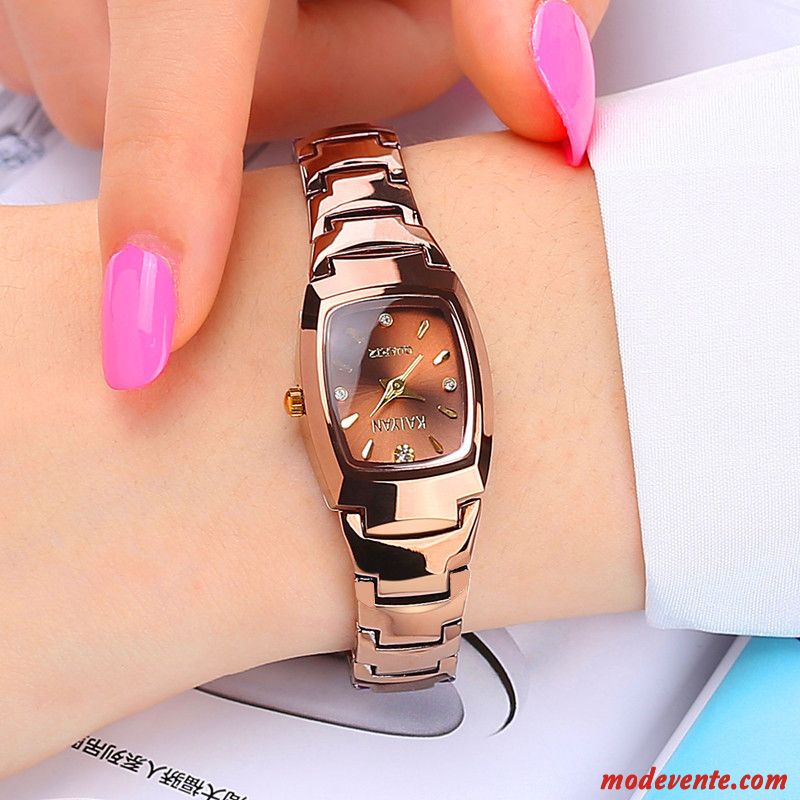 Montre Femme Montre À Bracelet Montre À Quartz Authentique Tendance Étudiant Étanche Argent