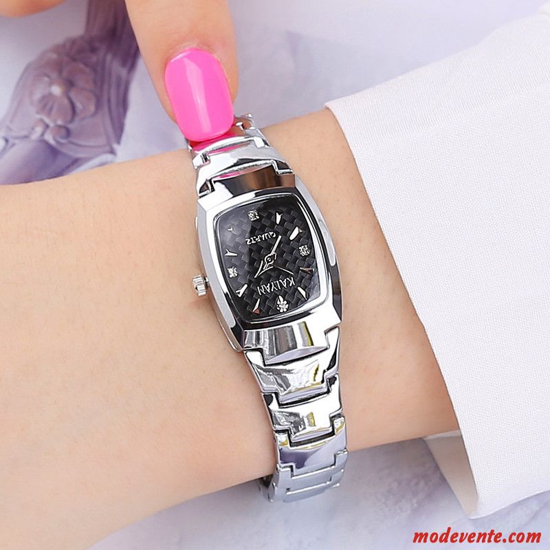 Montre Femme Montre À Bracelet Montre À Quartz Authentique Tendance Étudiant Étanche Argent