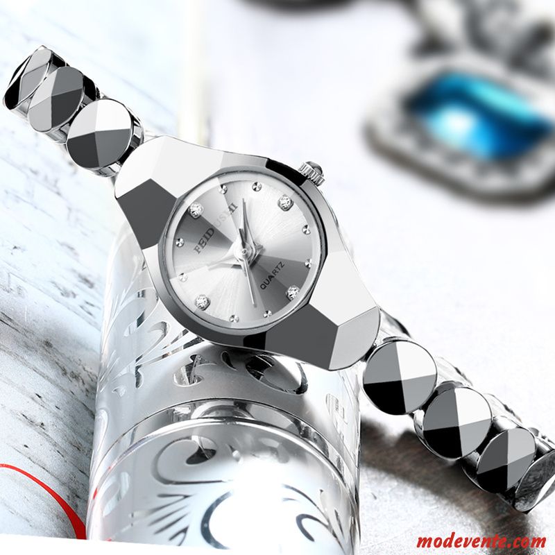 Montre Femme Montre À Bracelet Montre À Quartz Authentique Tendance Étudiant Étanche Argent