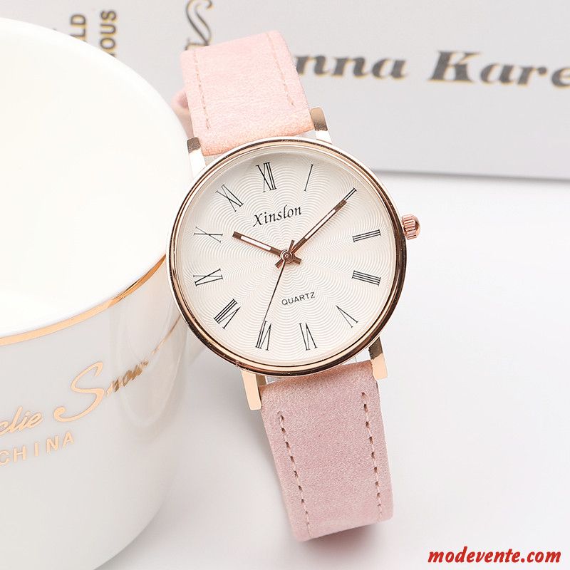 Montre Femme Montre À Bracelet Rétro Atmosphère Tendance Frais Fleurs De Cerisier Noir Rose